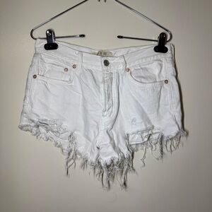 We The Free White Frayed Jean Shorts